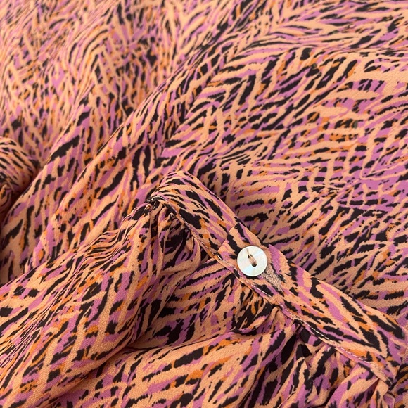 Zara Printed Mini Dress Pink Black Elastic Empire Waist Flowy Large - Picture 6 of 6